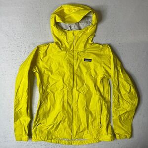 Patagonia Torrentshell H2No Rain Jacket Womens Medium Yellow Hooded READ